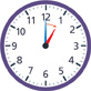 Hay un reloj con la manecilla de la hora apuntando al “1” y el minutero apuntando al “12”. Una flecha apunta del minutero a la manecilla de la hora en el sentido de las agujas del reloj.
