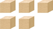 A set of 5 cube blocks.