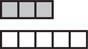 There are 2 counting strips in a column. The top counting strip is highlighted: square, square, square. In the bottom counting strip: square, square, square, square, square.