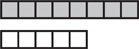 There are 2 counting strips in a column. The top counting strip is highlighted: square, square, square, square, square, square, square, square. In the bottom counting strip: square, square, square, square, square.