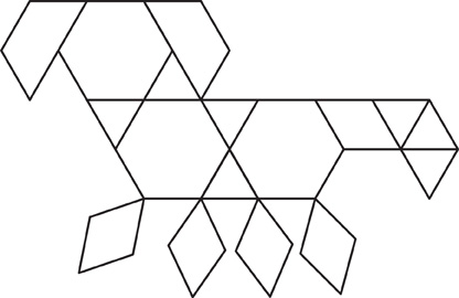The pattern blocks form a dog.
