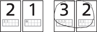 Two pairs of number cards.