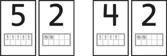 Two pairs of number cards.