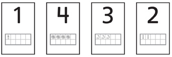 A row of four number cards.