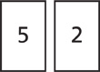 Hay dos tarjetas numéricas. La primera tarjeta numérica muestra un “5” y la segunda, un “2”.