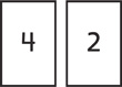 Hay dos tarjetas numéricas. La primera tarjeta numérica muestra un “4” y la segunda, un “2”.