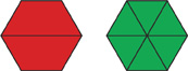 Hay dos hexágonos formados con diferentes figuras.