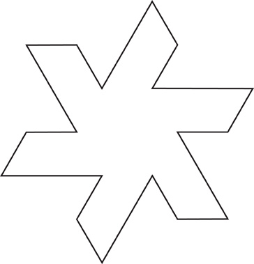 Hay un contorno de una figura que parece un poco un copo de nieve. Tiene 6 puntos.