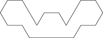 Hay un contorno de una figura que parece la letra “W” con alas gruesas.