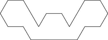 Hay un contorno de una figura que parece la letra “W” con alas gruesas.