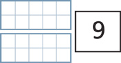 Hay dos marcos de 10 vacíos y una tarjeta numérica que muestra un “9”.