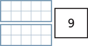 Hay dos marcos de 10 vacíos y una tarjeta numérica que muestra un “9”.