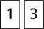 Hay dos tarjetas numéricas. La primera tarjeta numérica muestra un “1” y la segunda tarjeta numérica muestra un “3”.