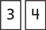 Hay dos tarjetas numéricas. La primera tarjeta numérica muestra un “3” y la segunda tarjeta numérica muestra un “4”.