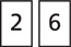 Hay dos tarjetas numéricas. La primera tarjeta numérica muestra un “2” y la segunda tarjeta numérica muestra un “6”.