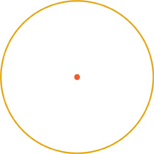 Hay un círculo con un punto en el centro.