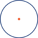 Hay un círculo con un punto en el centro.