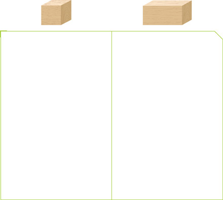 Hay un bloque con forma de cubo y un bloque con forma de prisma.